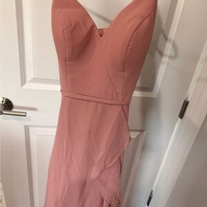 Azazie Blush Pink Maxi Dress bridesmaid